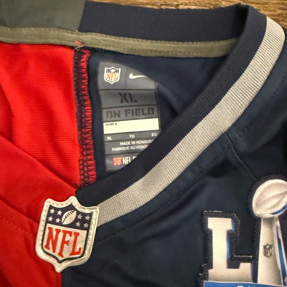 Tom Brady 12 Buccaneers and Patriots Red/Blue Split Jersey with tags - Picture 10 of 10